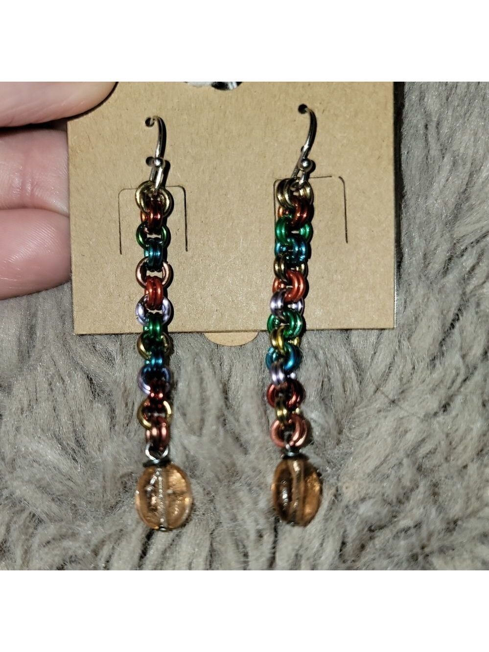 Chainmail Dangling Earrings Bead #E27